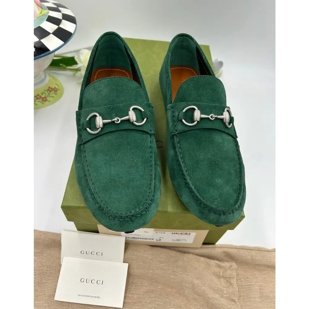 Men's Gucci suede horse bit driver loafers size 7.5 fits 8 US made in Italy